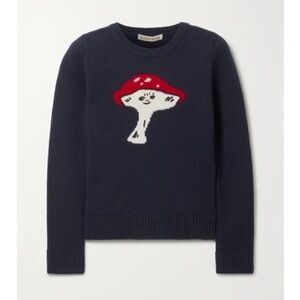 Alexa Chung Fun Guy Intarsia Wool Sweater Navy
